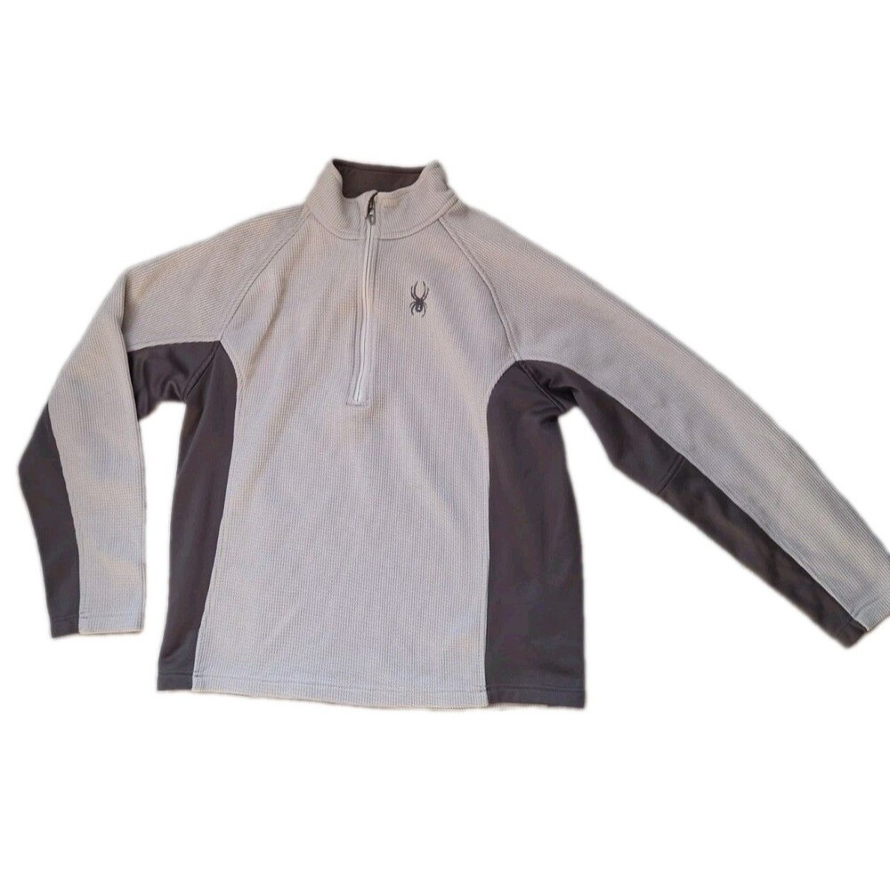 Spyder Gray Fleece Lined Quarter Zip Pullover Sweater Textured Men’s M EUC
